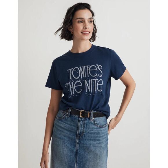 MADEWELL Tonite's The Nite Graphic Softfade Cotton Crewneck Relaxed Tee NWT S - Picture 2 of 7